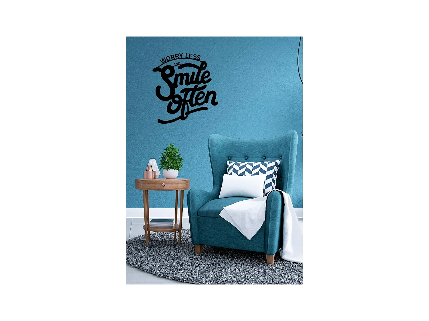 Decorazione in Metallo Smile Often, Nero, 56x1,5x60 cm, EPIKASA