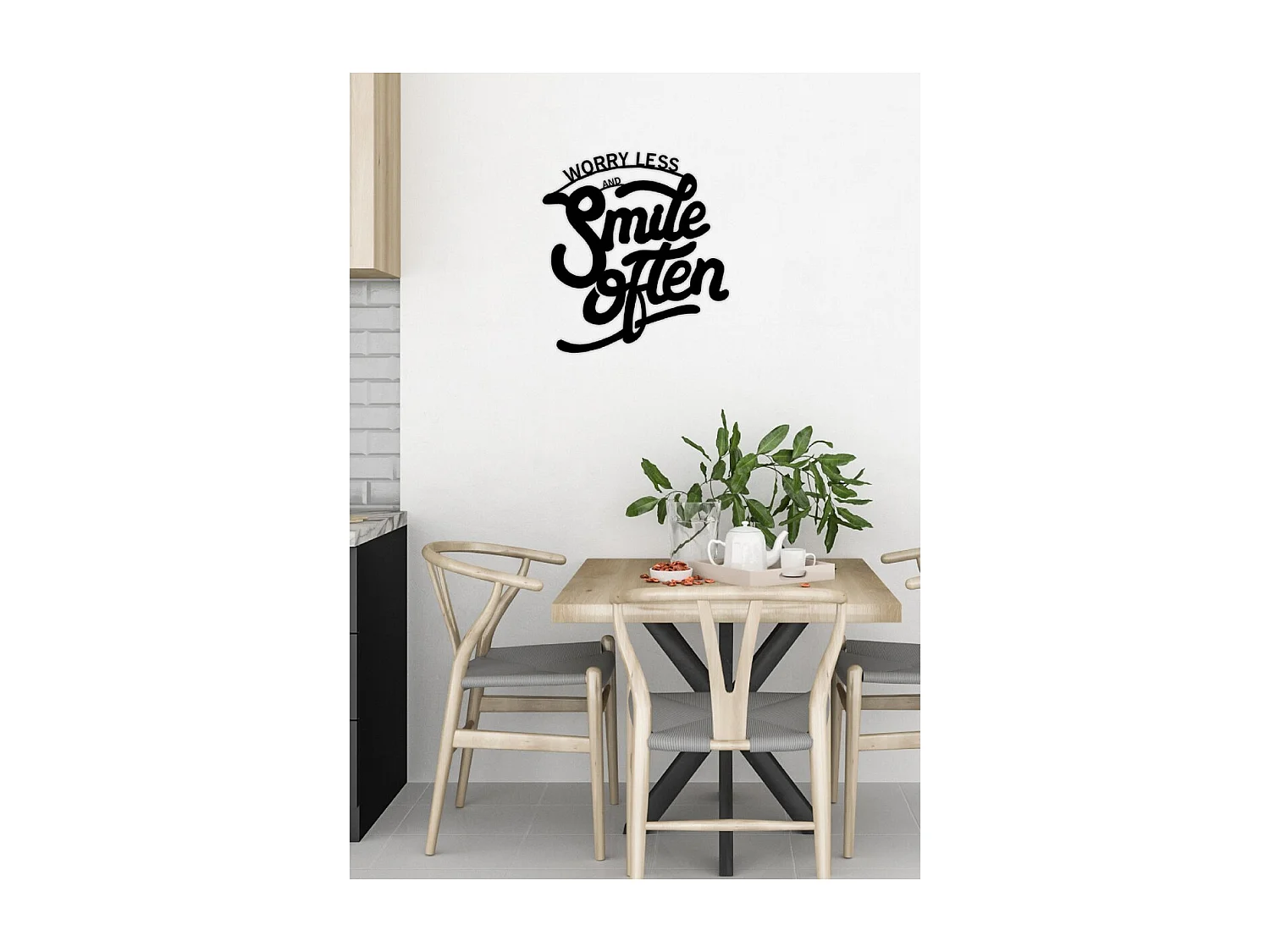 Décoration en Métal Smile Often, Noir, 56x1,5x60 cm, EPIKASA