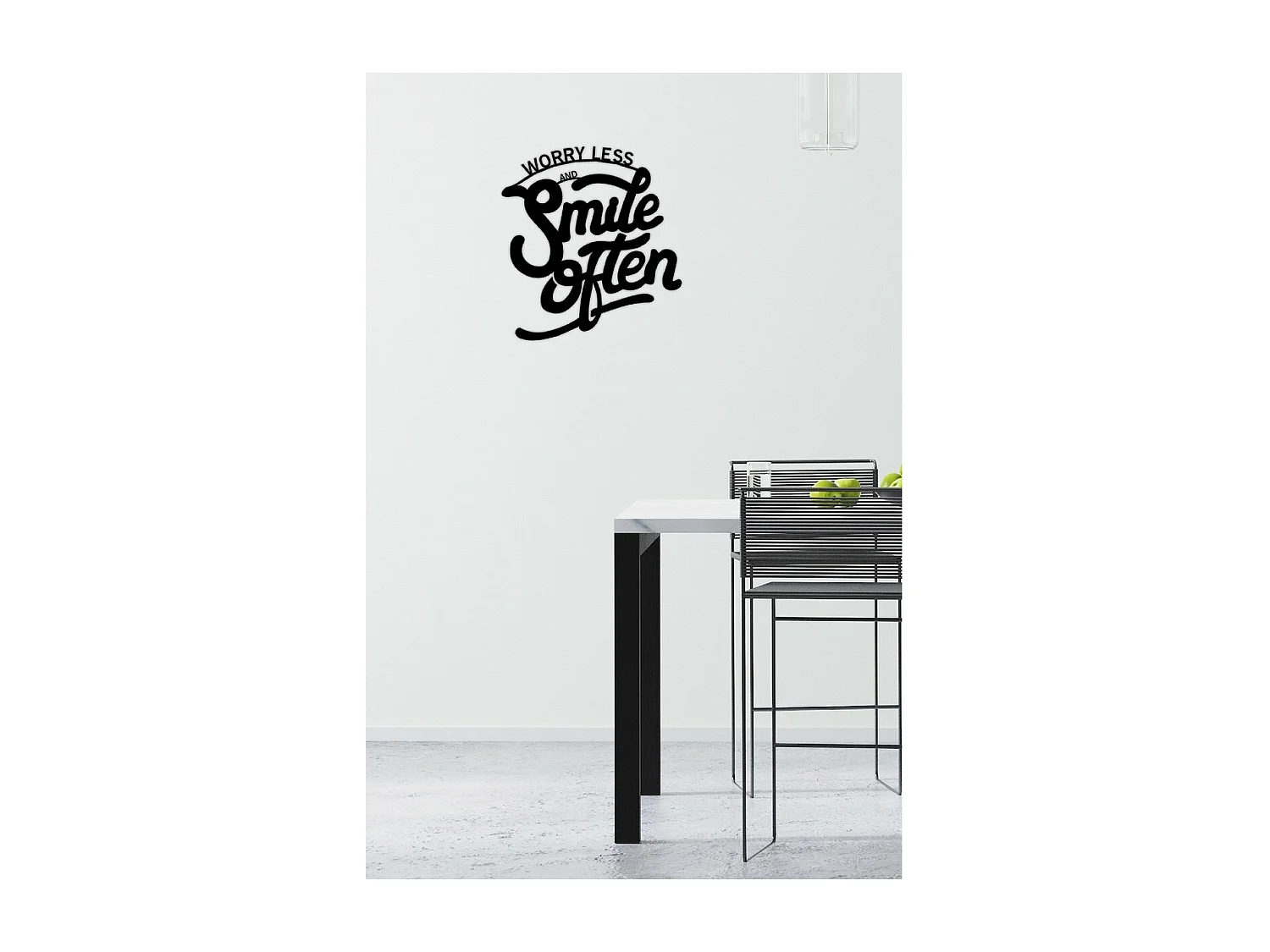 Décoration en Métal Smile Often, Noir, 56x1,5x60 cm, EPIKASA
