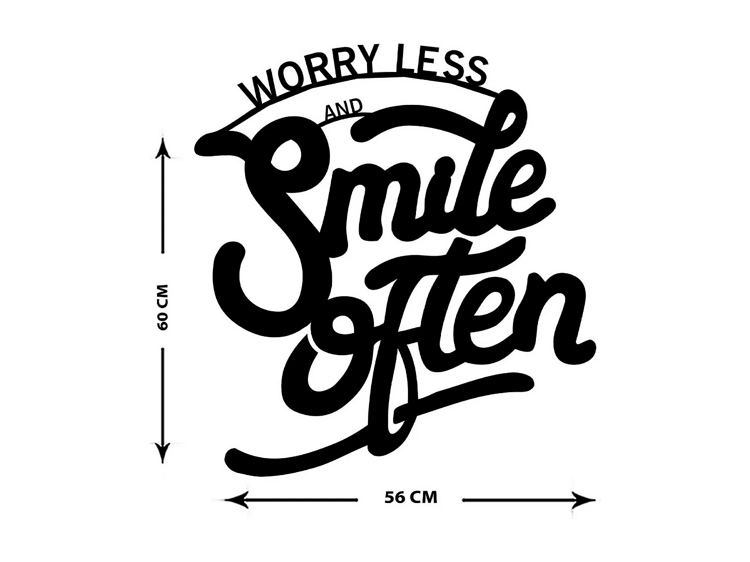 Décoration en Métal Smile Often, Noir, 56x1,5x60 cm, EPIKASA