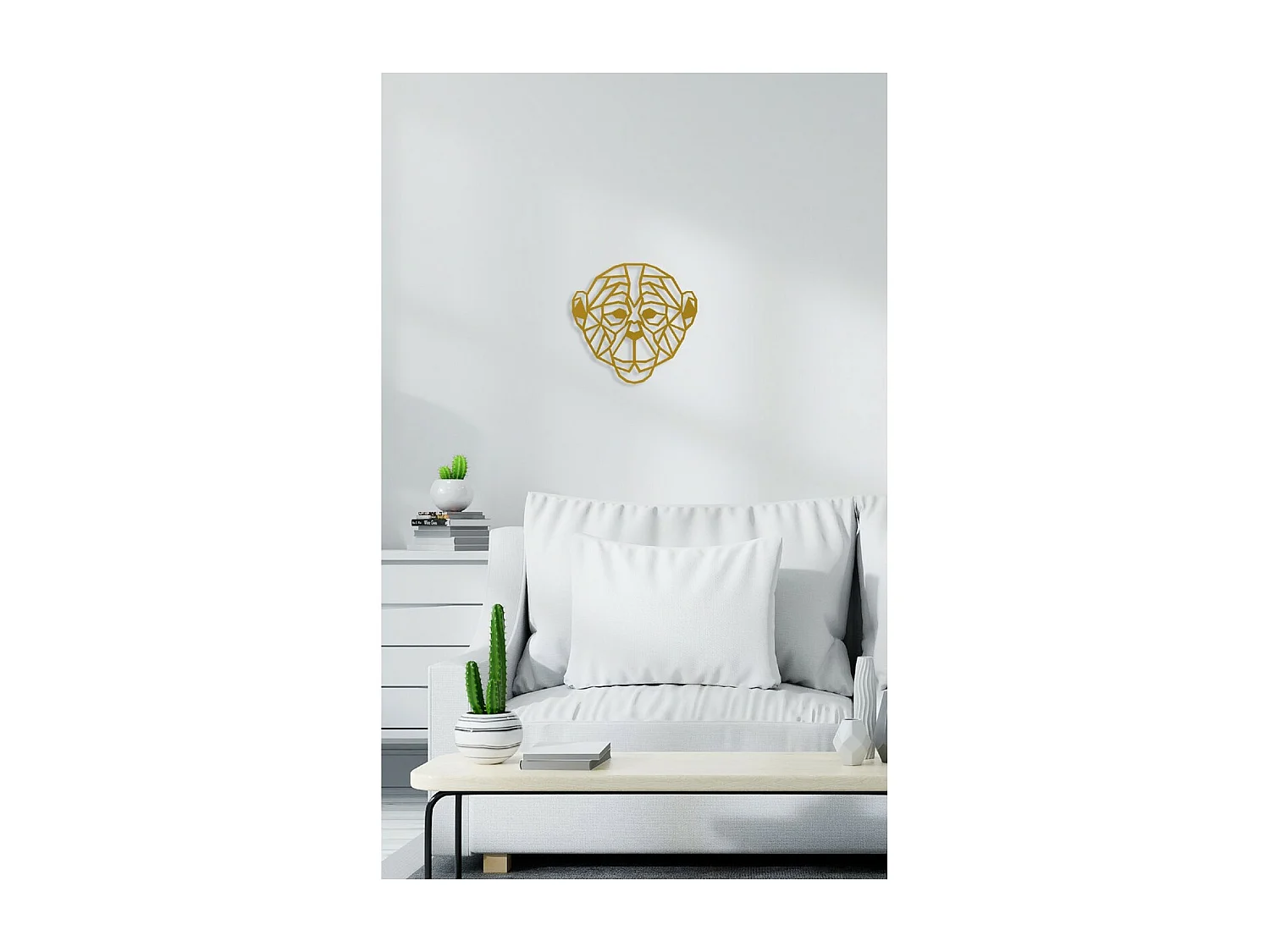 Décoration en Métal Singe 1, Or, 51x1,5x49 cm, EPIKASA