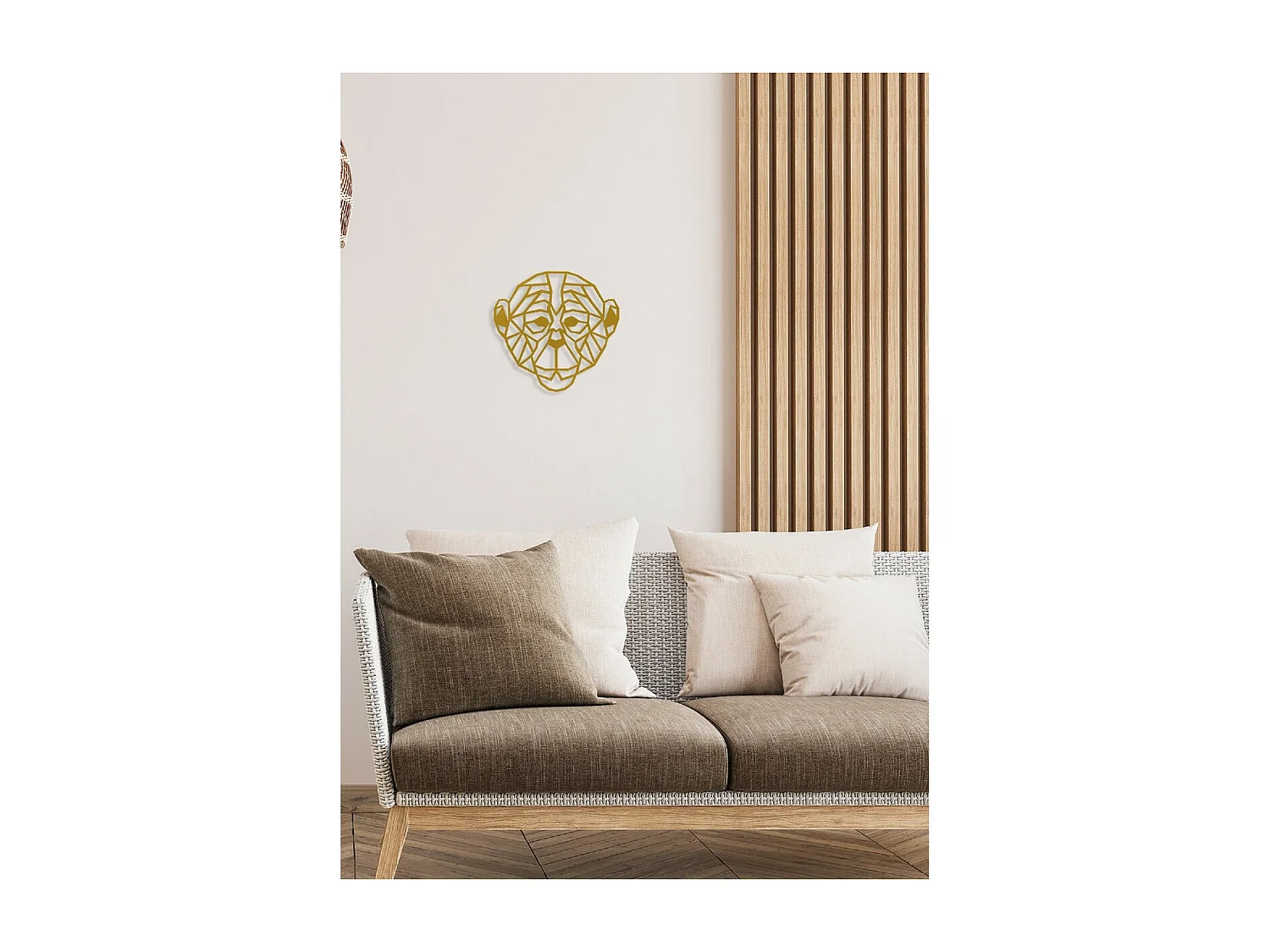 Décoration en Métal Singe 1, Or, 51x1,5x49 cm, EPIKASA