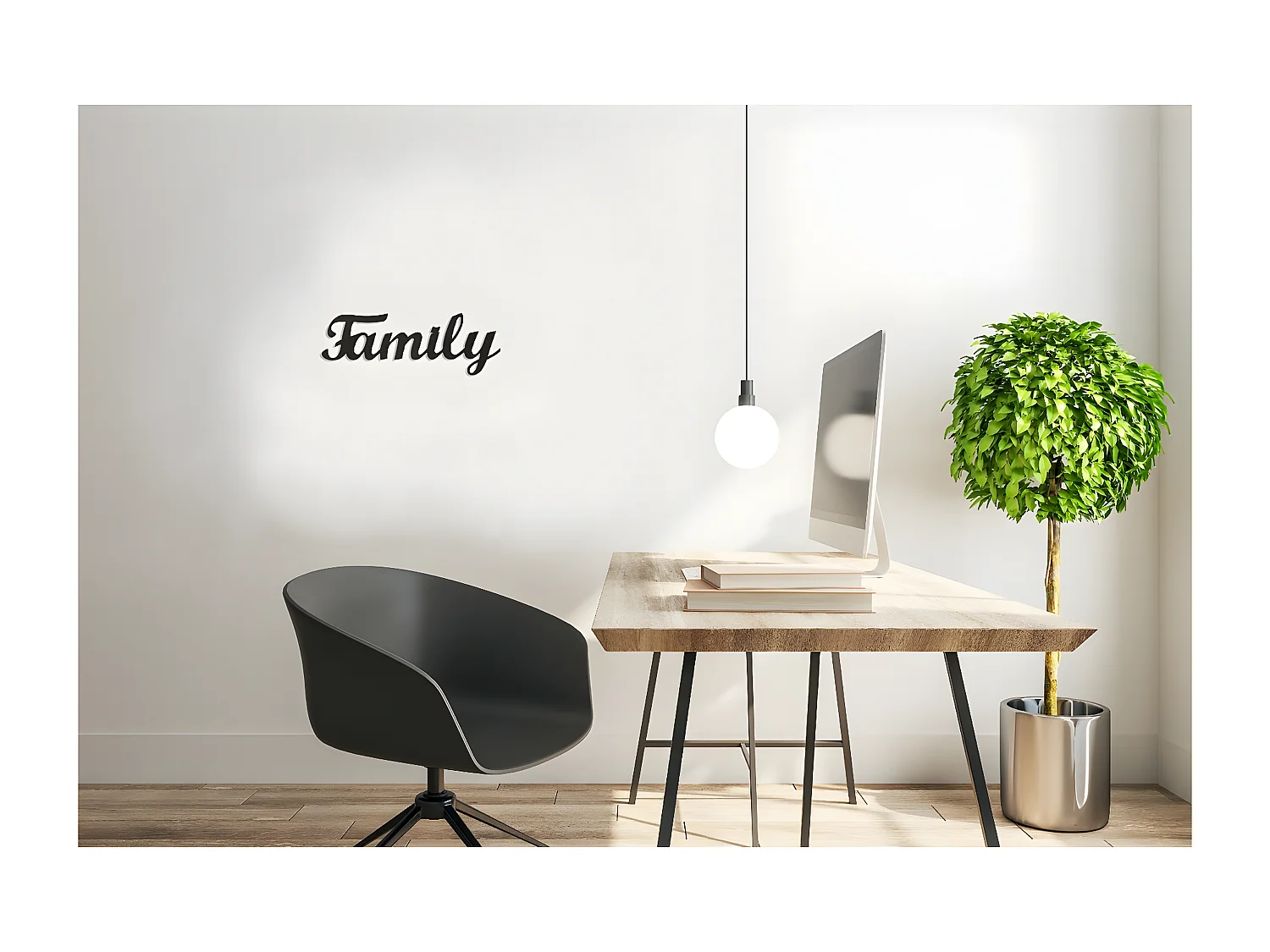 Decoração em Metal Family, Preto, 50x1,5x18 cm, EPIKASA