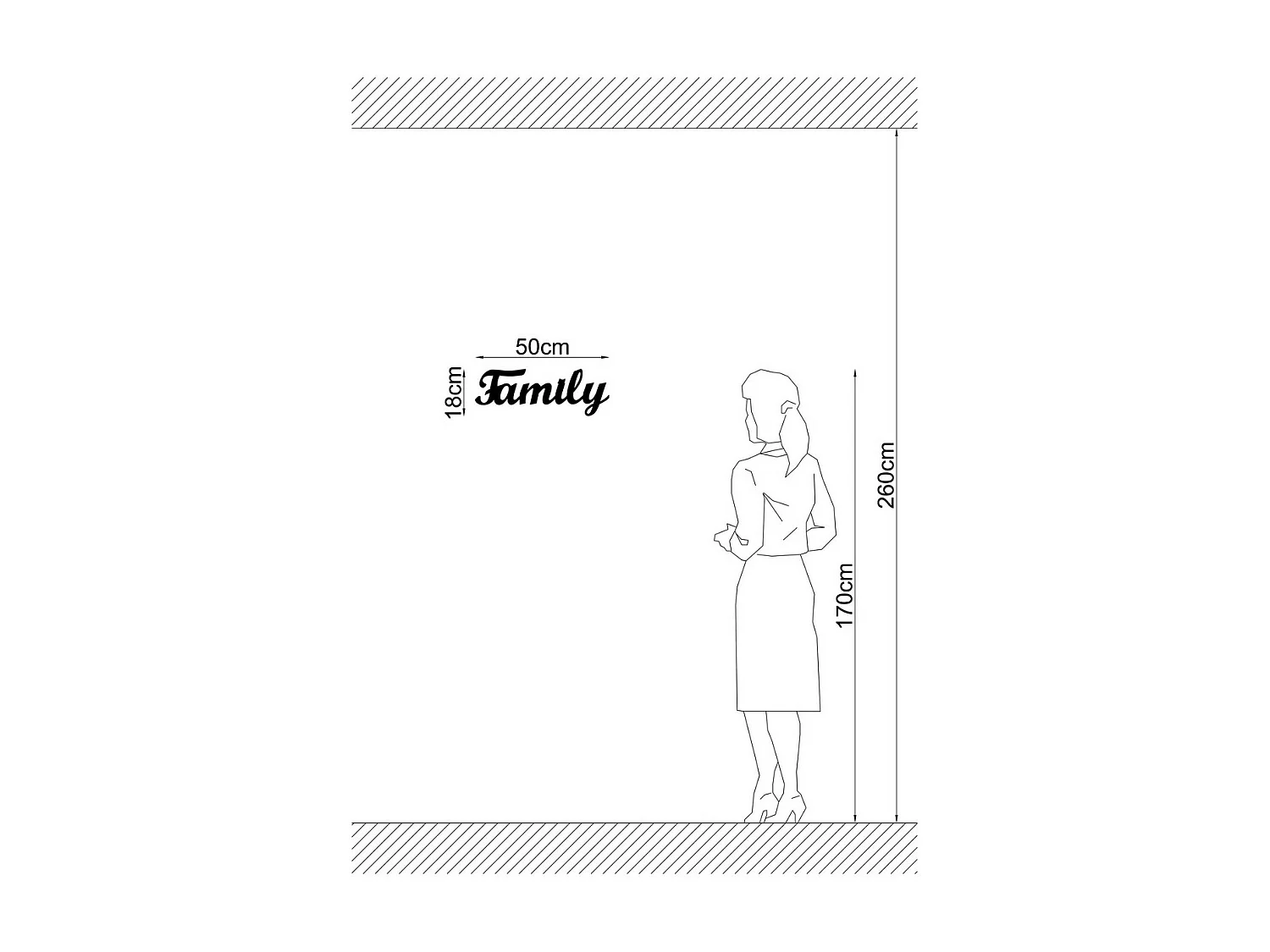 Decoração em Metal Family, Preto, 50x1,5x18 cm, EPIKASA