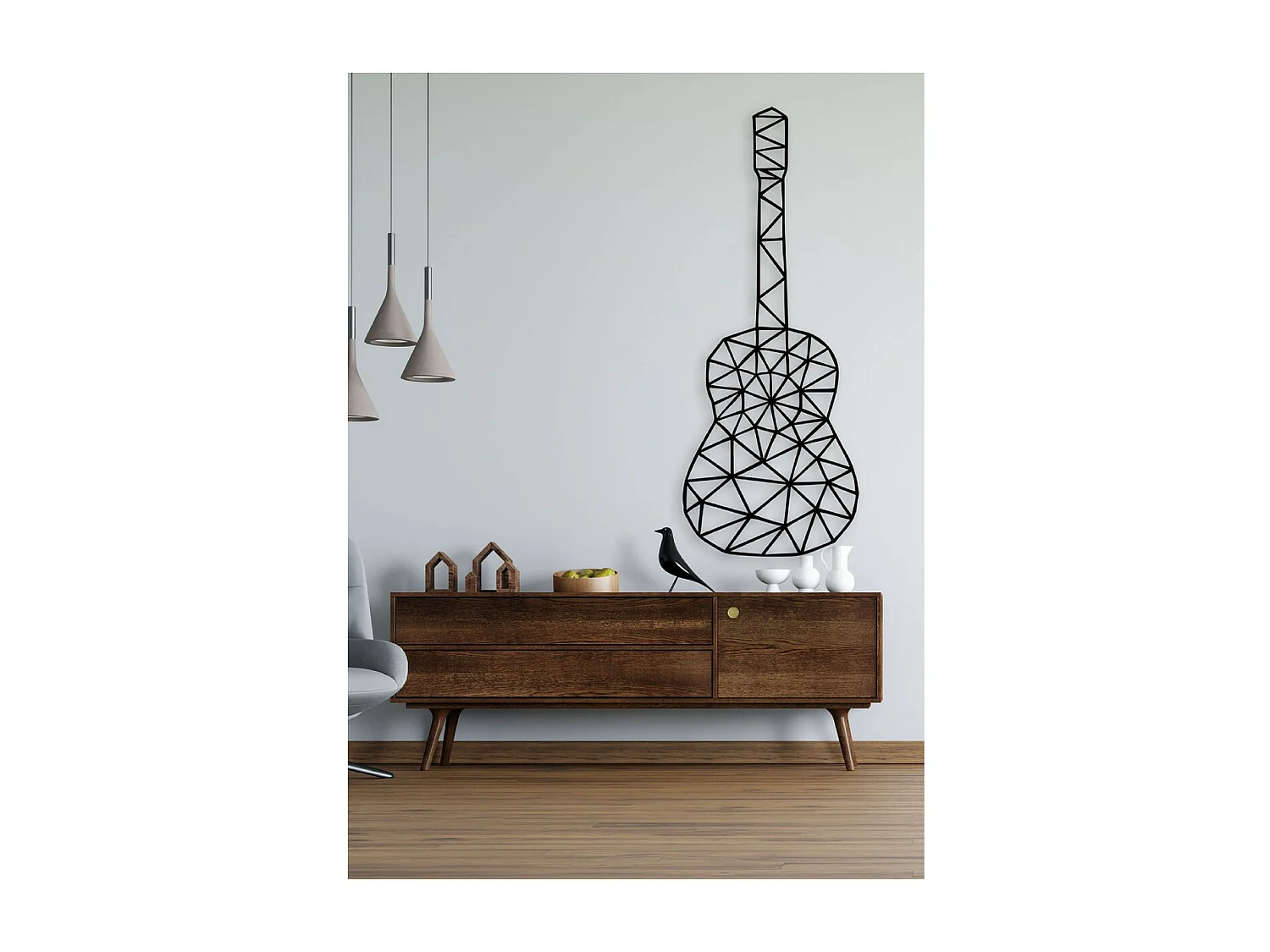 Decoração em Metal Guitarra 9, Preto, 40x1,5x102 cm, EPIKASA