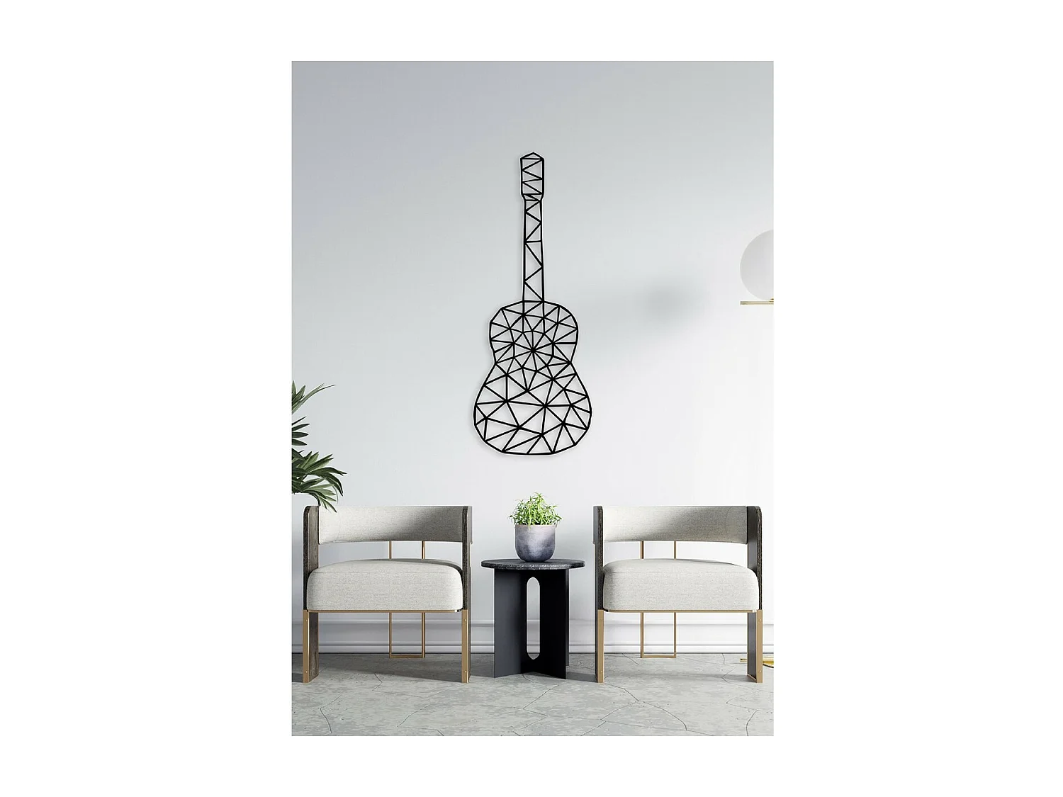 Decoração em Metal Guitarra 9, Preto, 40x1,5x102 cm, EPIKASA