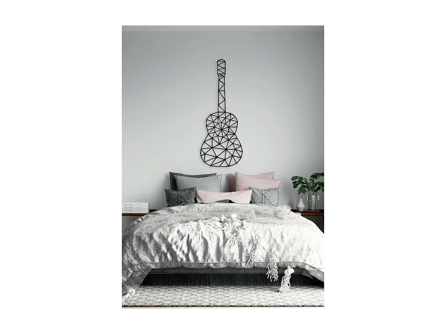 Decoração em Metal Guitarra 9, Preto, 40x1,5x102 cm, EPIKASA