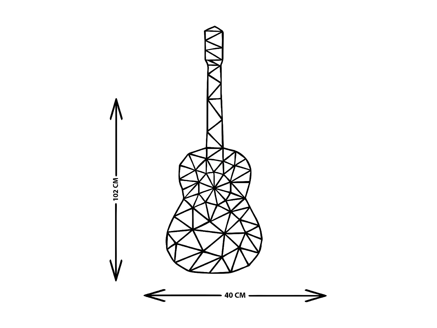 Decoração em Metal Guitarra 9, Preto, 40x1,5x102 cm, EPIKASA