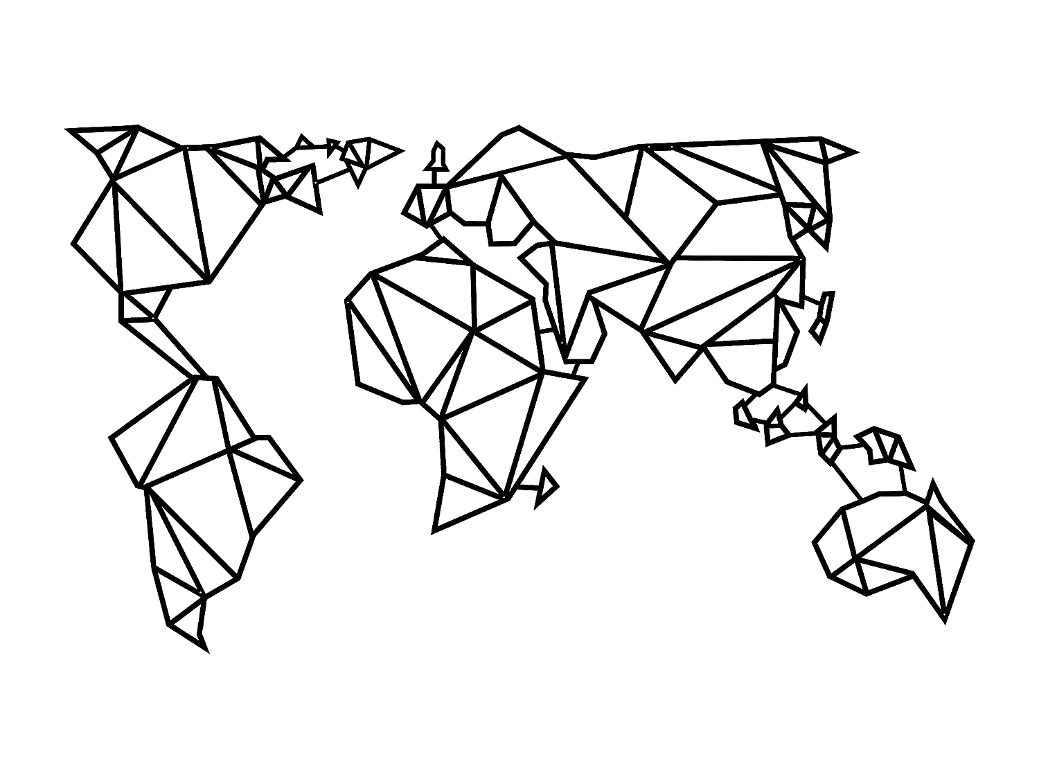 Decoração em Metal Mapa do Mundo 21, Preto, 140x1,5x80 cm, EPIKASA