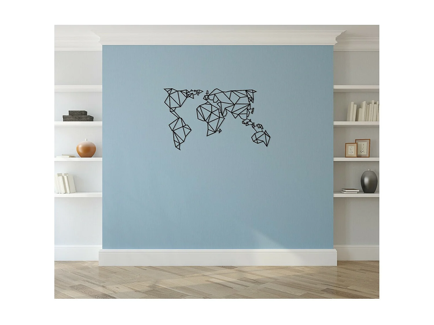 Decoração em Metal Mapa do Mundo 21, Preto, 140x1,5x80 cm, EPIKASA