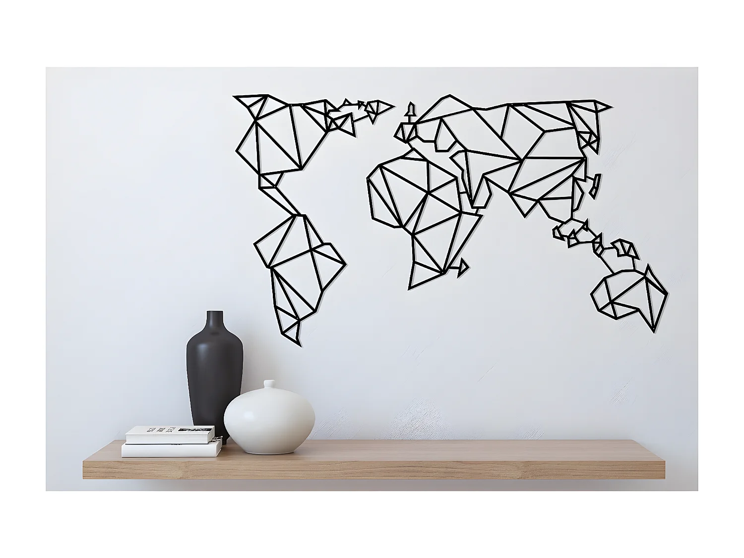 Decoração em Metal Mapa do Mundo 21, Preto, 140x1,5x80 cm, EPIKASA