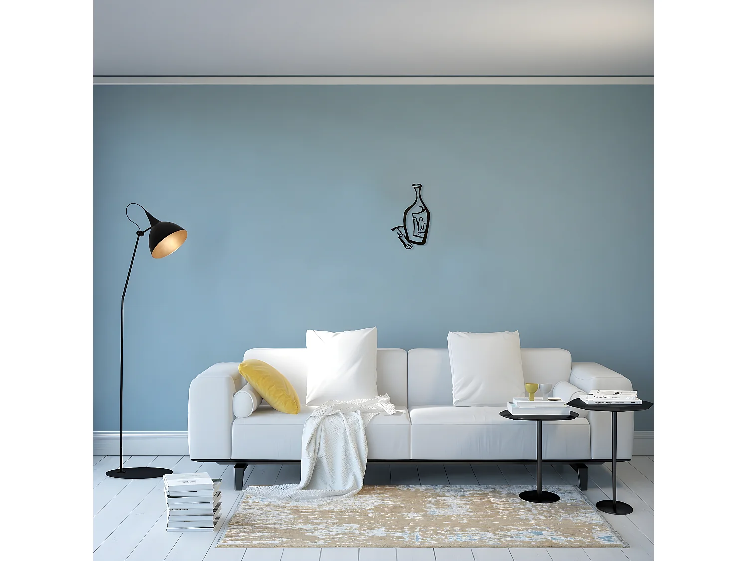 Metalen Decoratie Fles - Zwart - 25x1,5x45 cm - EPIKASA