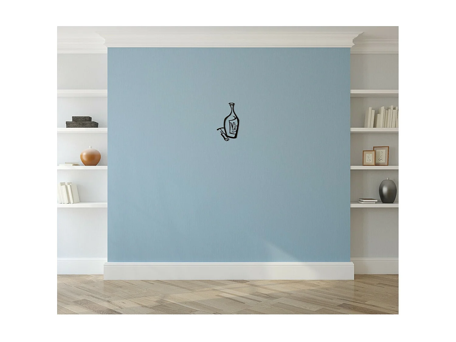 Metalen Decoratie Fles - Zwart - 25x1,5x45 cm - EPIKASA