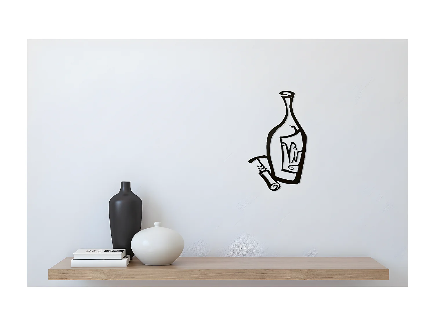 Metalen Decoratie Fles - Zwart - 25x1,5x45 cm - EPIKASA