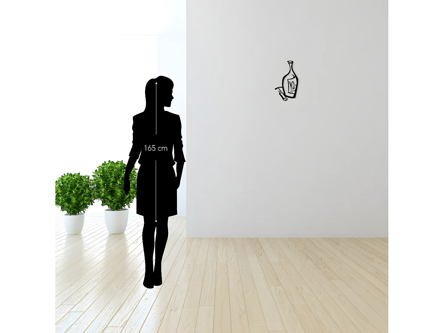 Metalen Decoratie Fles - Zwart - 25x1,5x45 cm - EPIKASA