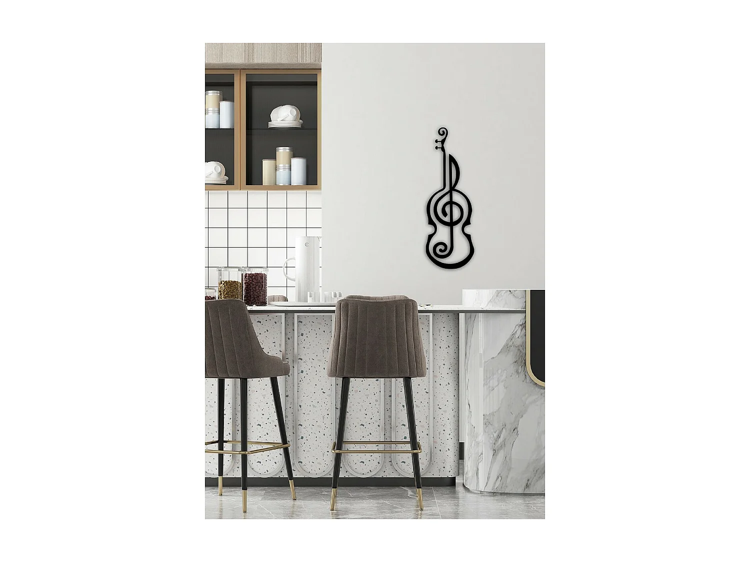 Décoration en Métal Violon 7, Noir, 26x1,5x75 cm, EPIKASA