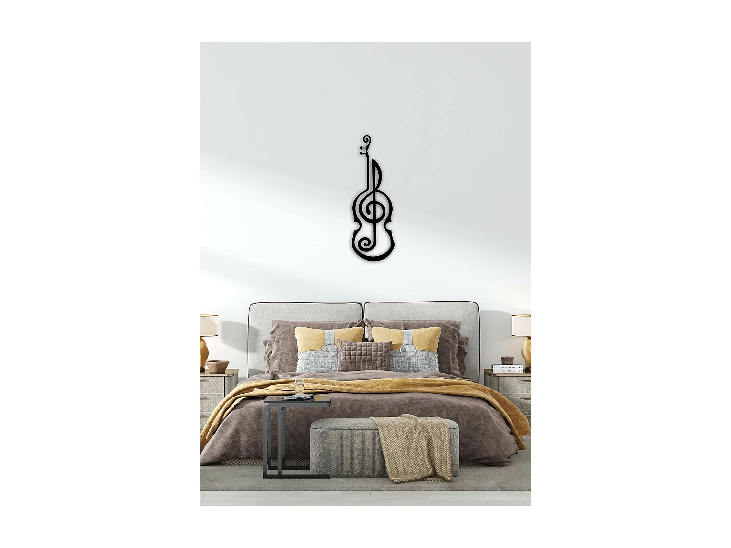 Décoration en Métal Violon 7, Noir, 26x1,5x75 cm, EPIKASA