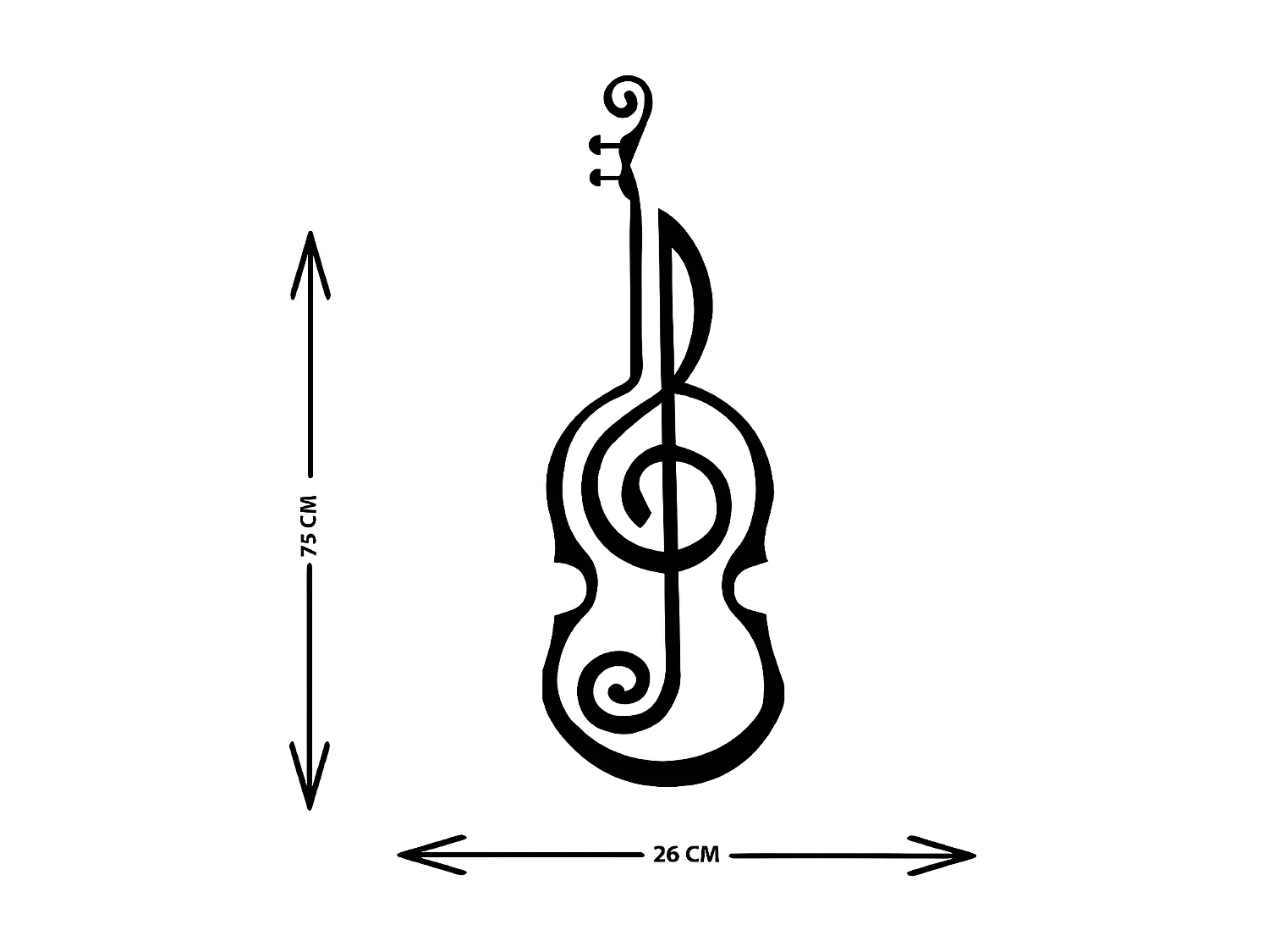 Décoration en Métal Violon 7, Noir, 26x1,5x75 cm, EPIKASA