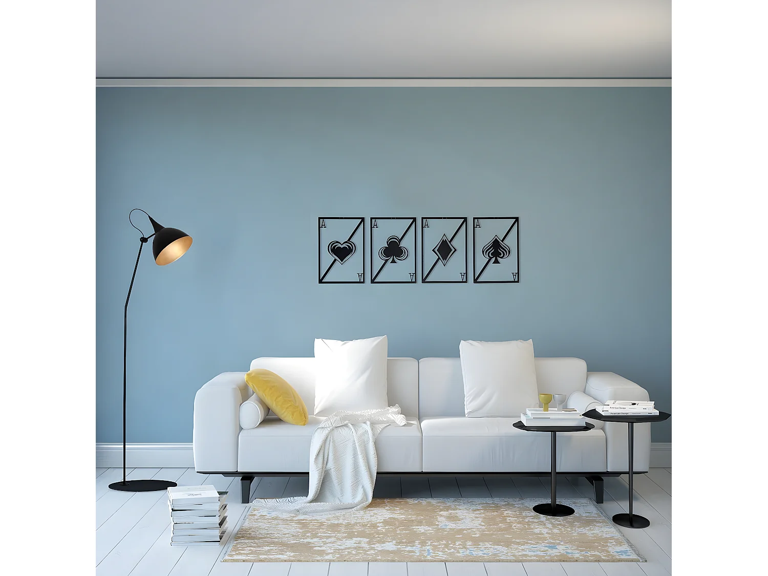 Dekoracja Metalowa Karty do gry, Czarny, 120x1,5x43 cm, EPIKASA