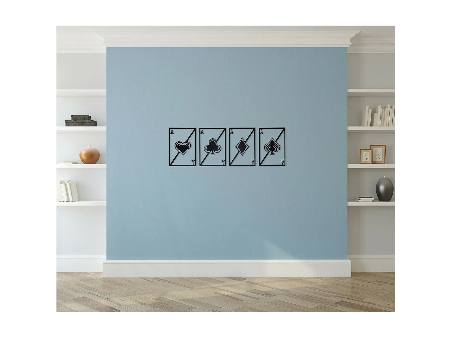 Dekoracja Metalowa Karty do gry, Czarny, 120x1,5x43 cm, EPIKASA