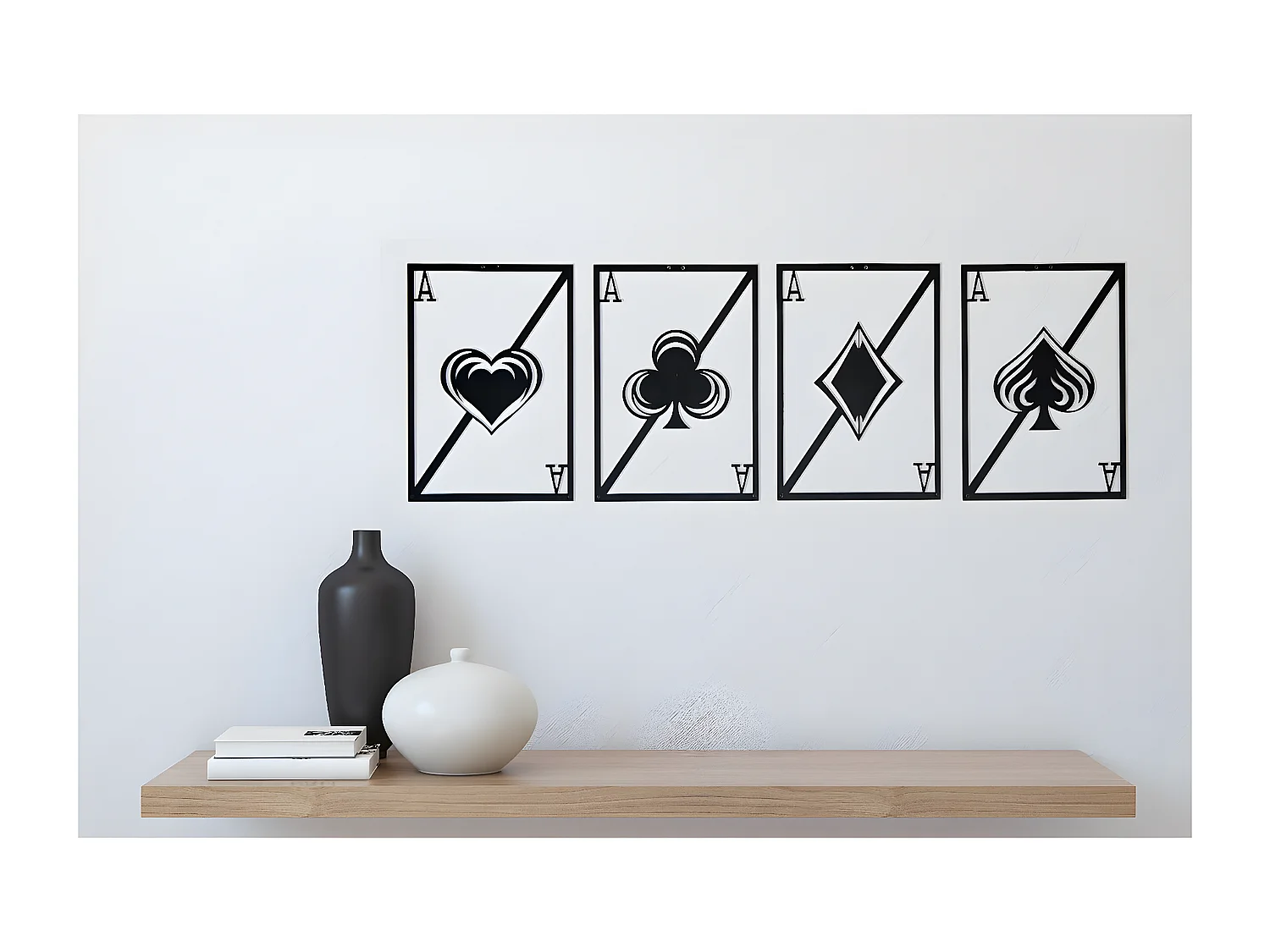 Dekoracja Metalowa Karty do gry, Czarny, 120x1,5x43 cm, EPIKASA