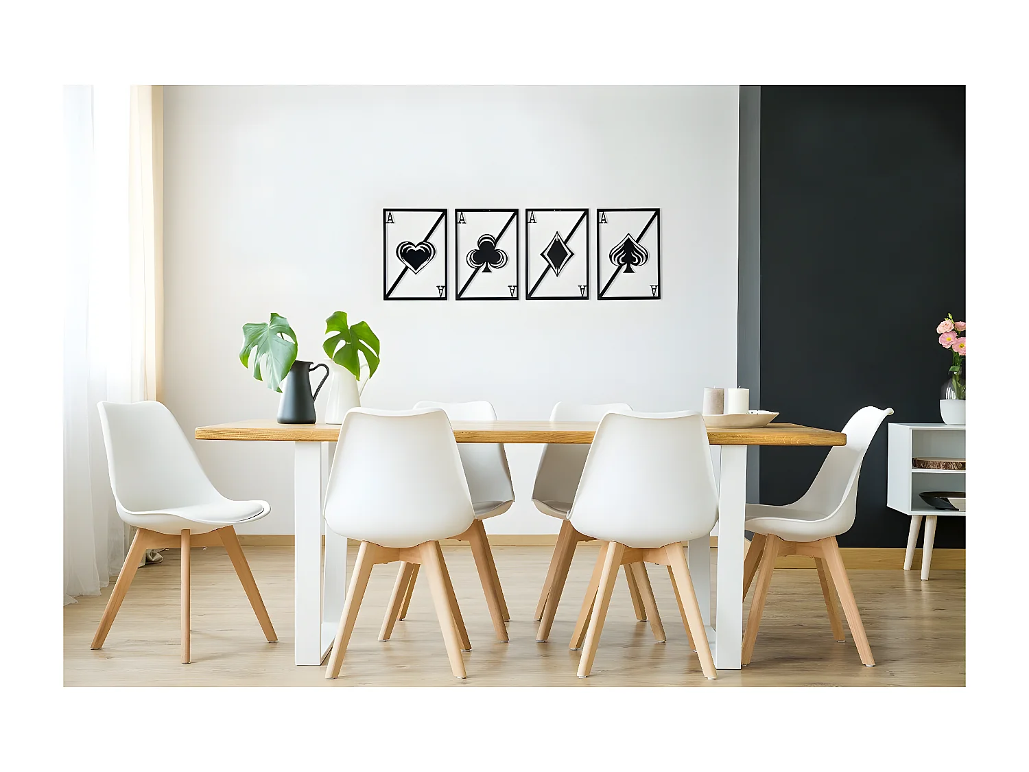 Dekoracja Metalowa Karty do gry, Czarny, 120x1,5x43 cm, EPIKASA