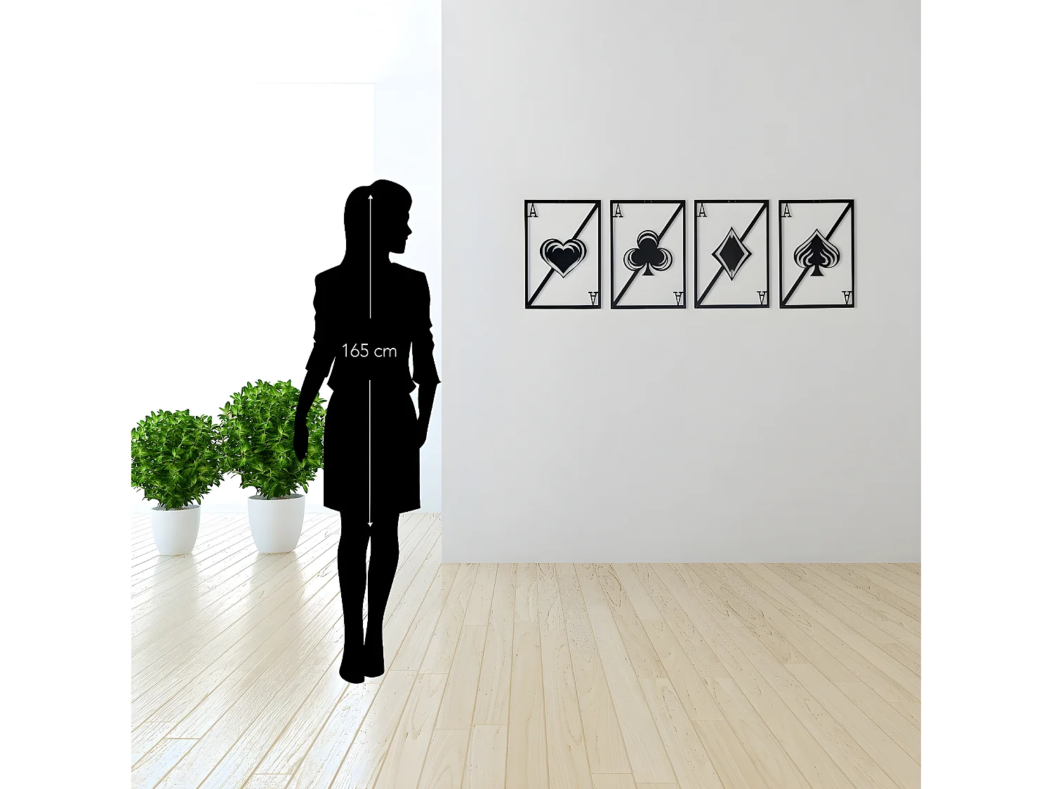 Dekoracja Metalowa Karty do gry, Czarny, 120x1,5x43 cm, EPIKASA