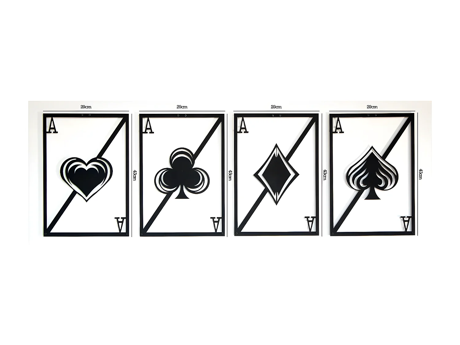 Dekoracja Metalowa Karty do gry, Czarny, 120x1,5x43 cm, EPIKASA