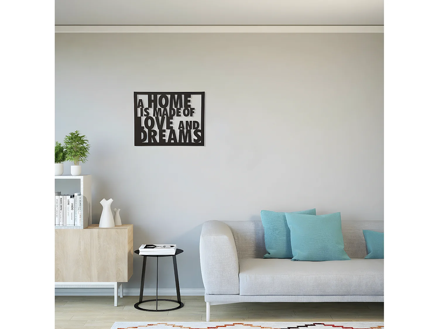 Dekoracja Metalowa Miłość i marzenia, Czarny, 70x1,5x57 cm, EPIKASA