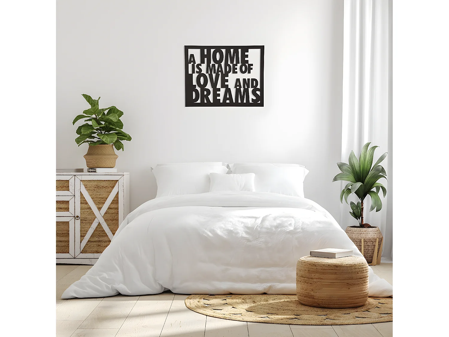 Dekoracja Metalowa Miłość i marzenia, Czarny, 70x1,5x57 cm, EPIKASA