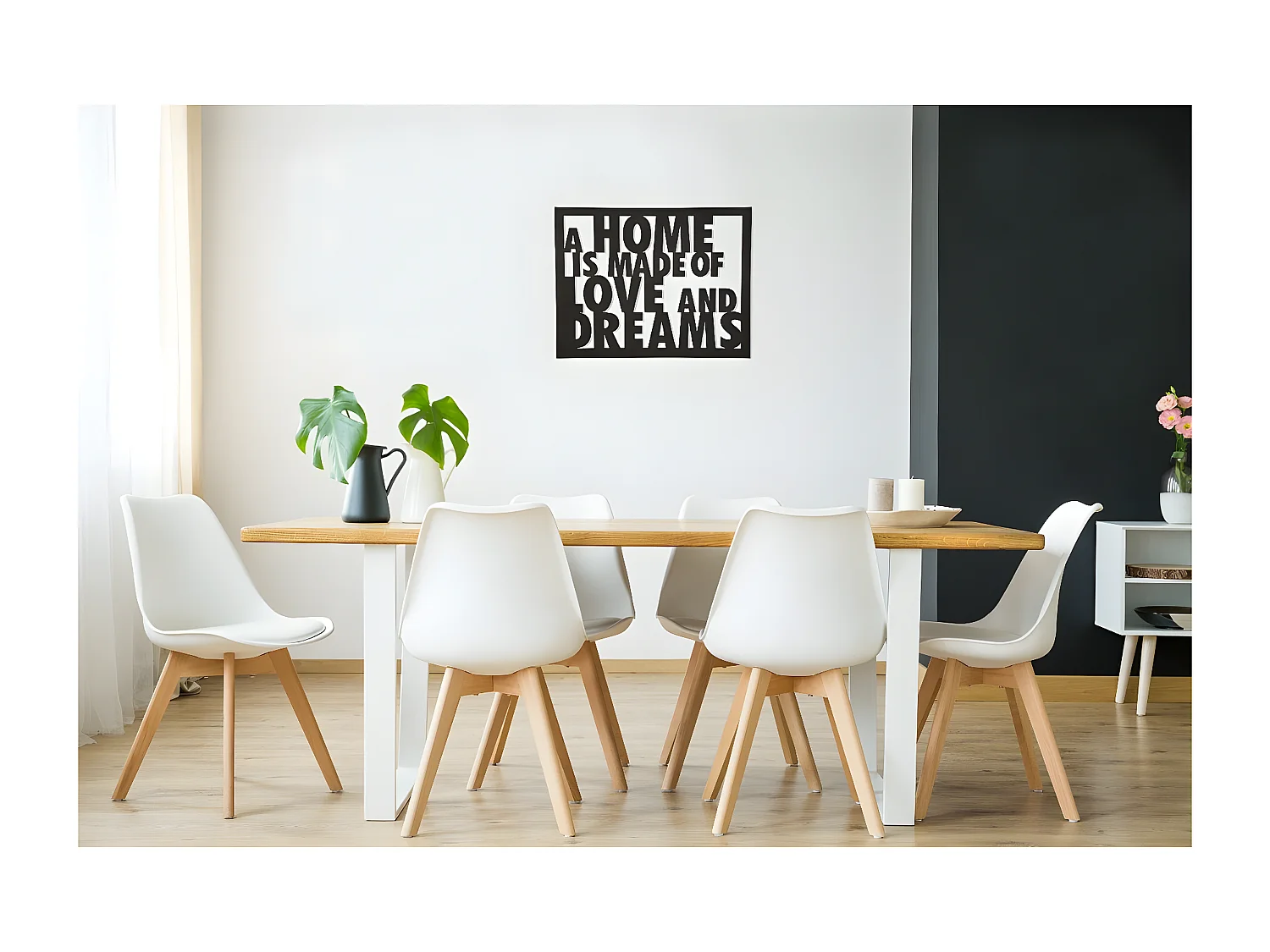 Dekoracja Metalowa Miłość i marzenia, Czarny, 70x1,5x57 cm, EPIKASA