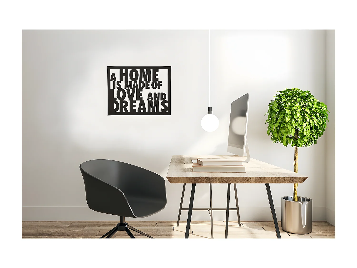 Dekoracja Metalowa Miłość i marzenia, Czarny, 70x1,5x57 cm, EPIKASA