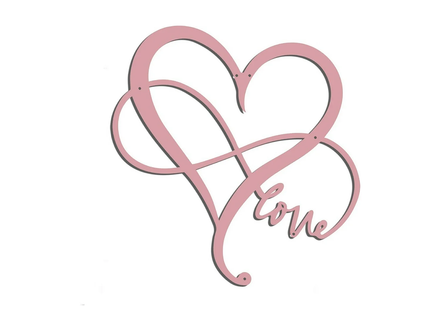 Decoração em Metal Amor 2, Cor-de-rosa, 48x1,5x50 cm, EPIKASA