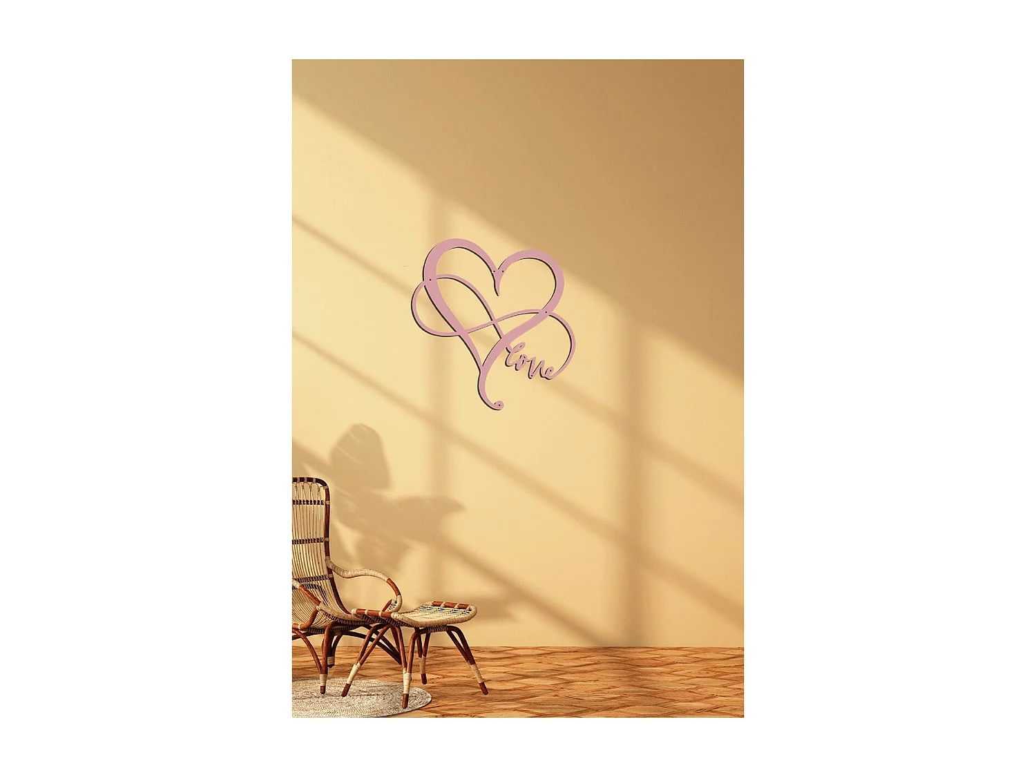 Decoração em Metal Amor 2, Cor-de-rosa, 48x1,5x50 cm, EPIKASA