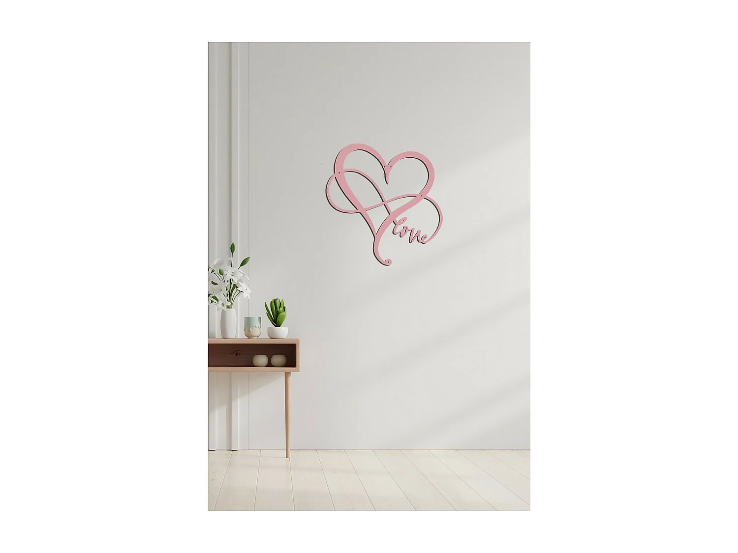 Decoração em Metal Amor 2, Cor-de-rosa, 48x1,5x50 cm, EPIKASA