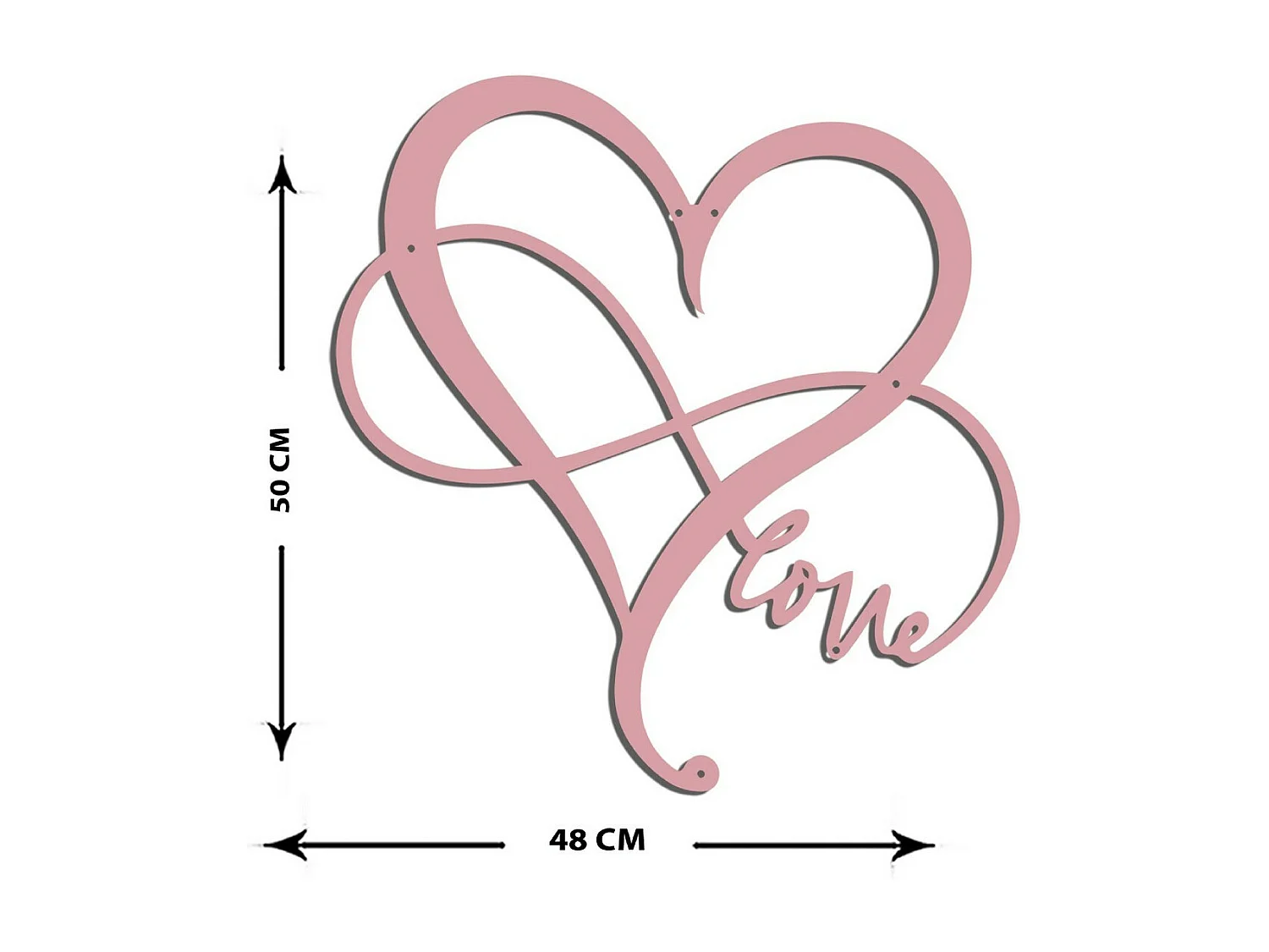Decoração em Metal Amor 2, Cor-de-rosa, 48x1,5x50 cm, EPIKASA