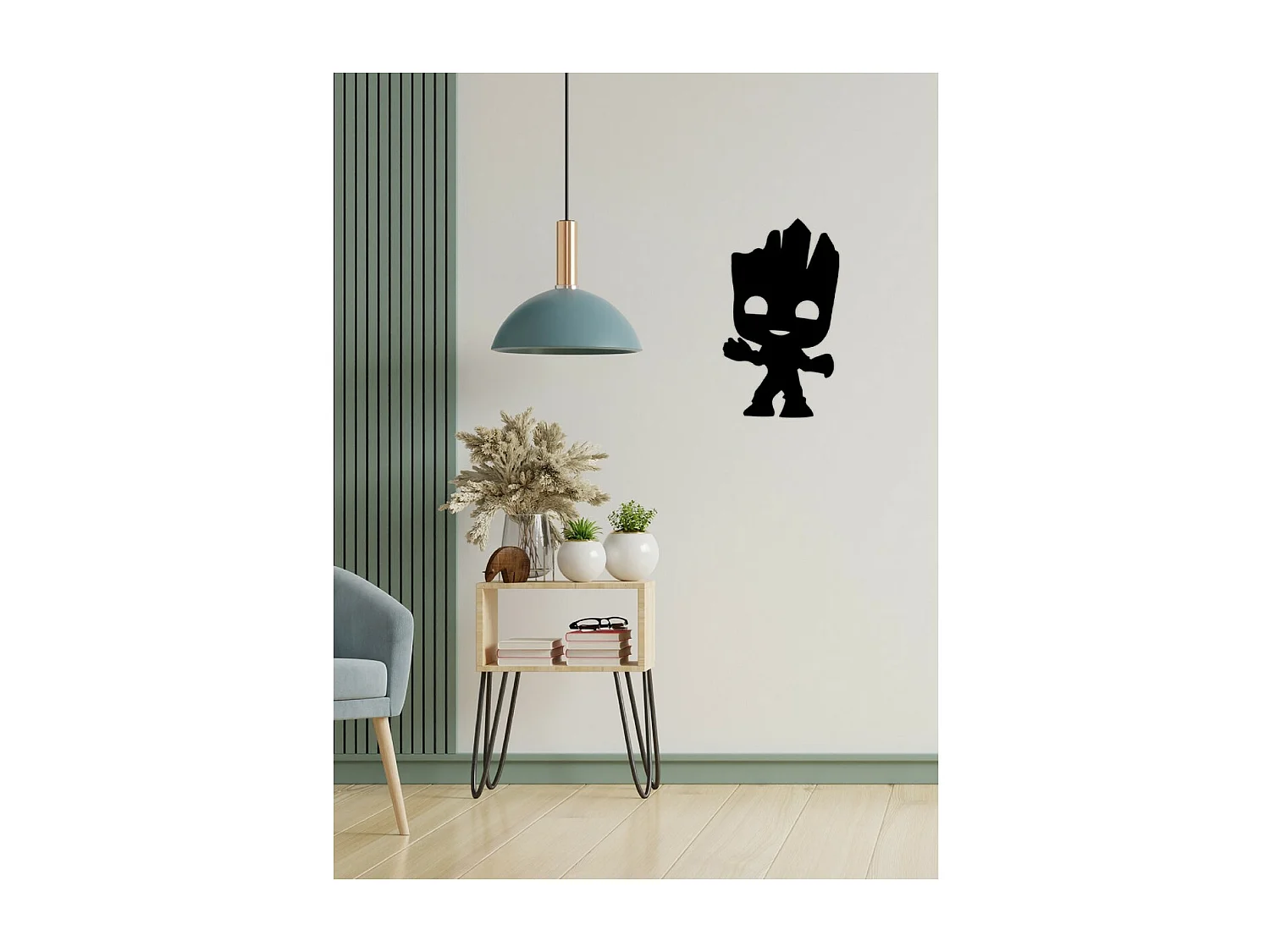 Dekoracja Metalowa Groot, Czarny, 29x1,5x50 cm, EPIKASA