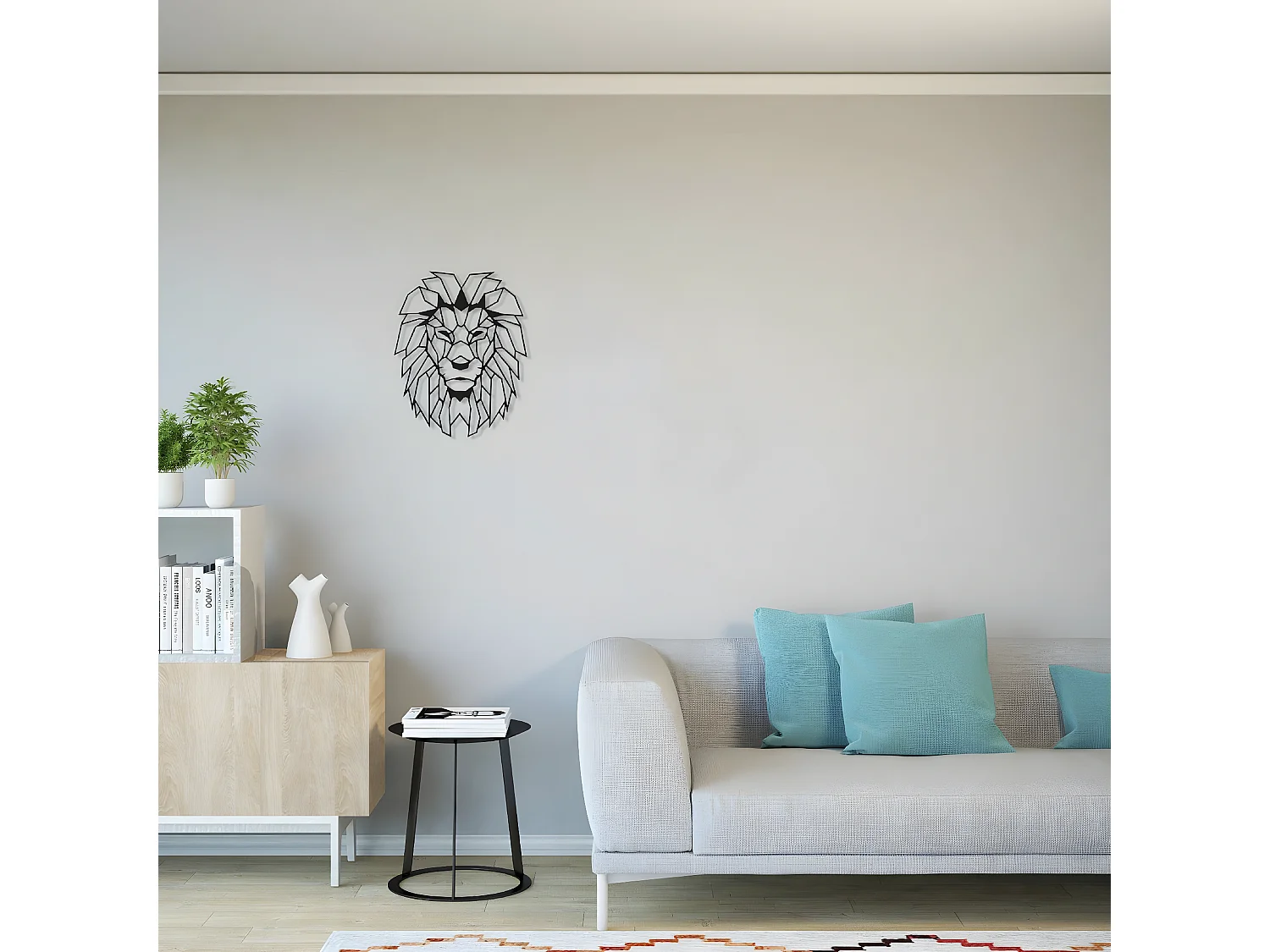 Metalen Decoratie Leeuw 4 - Zwart - 40x1,5x50 cm - EPIKASA