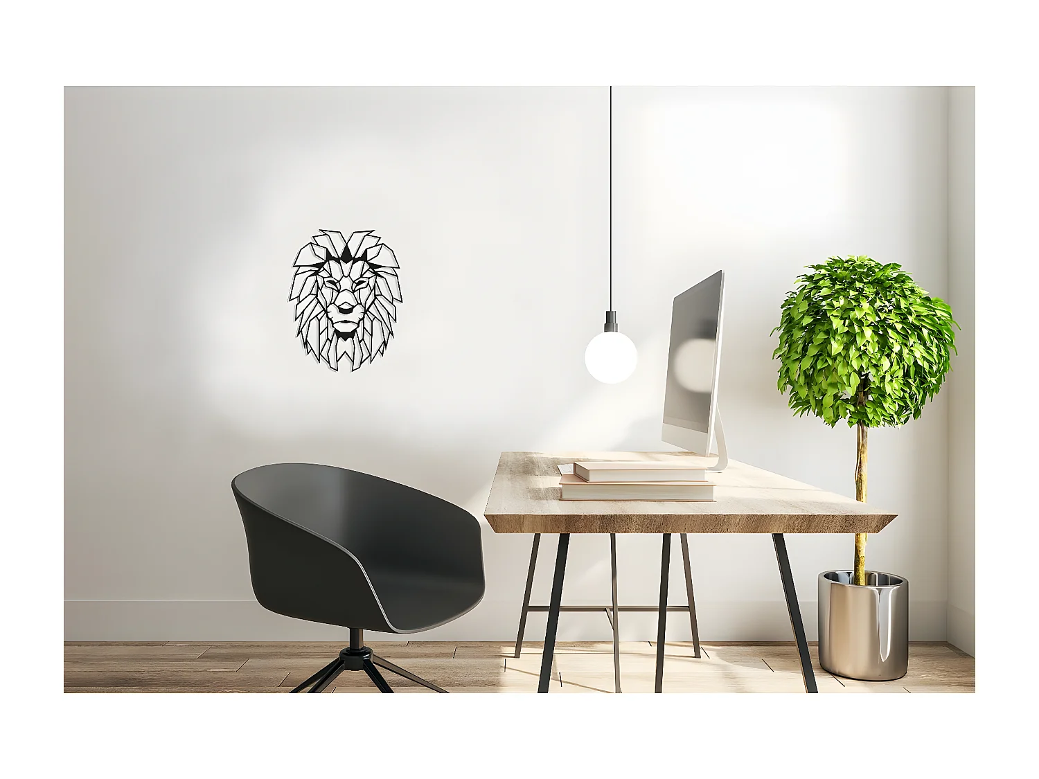 Metalen Decoratie Leeuw 4 - Zwart - 40x1,5x50 cm - EPIKASA