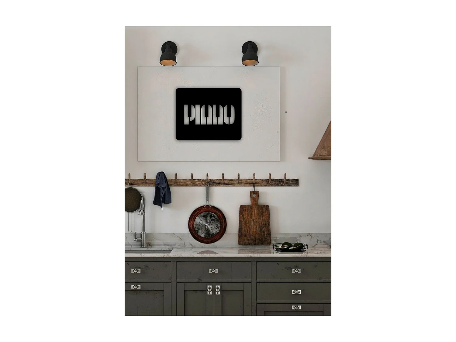 Dekoracja Metalowa Piętro, Czarny, 53x1,5x42 cm, EPIKASA