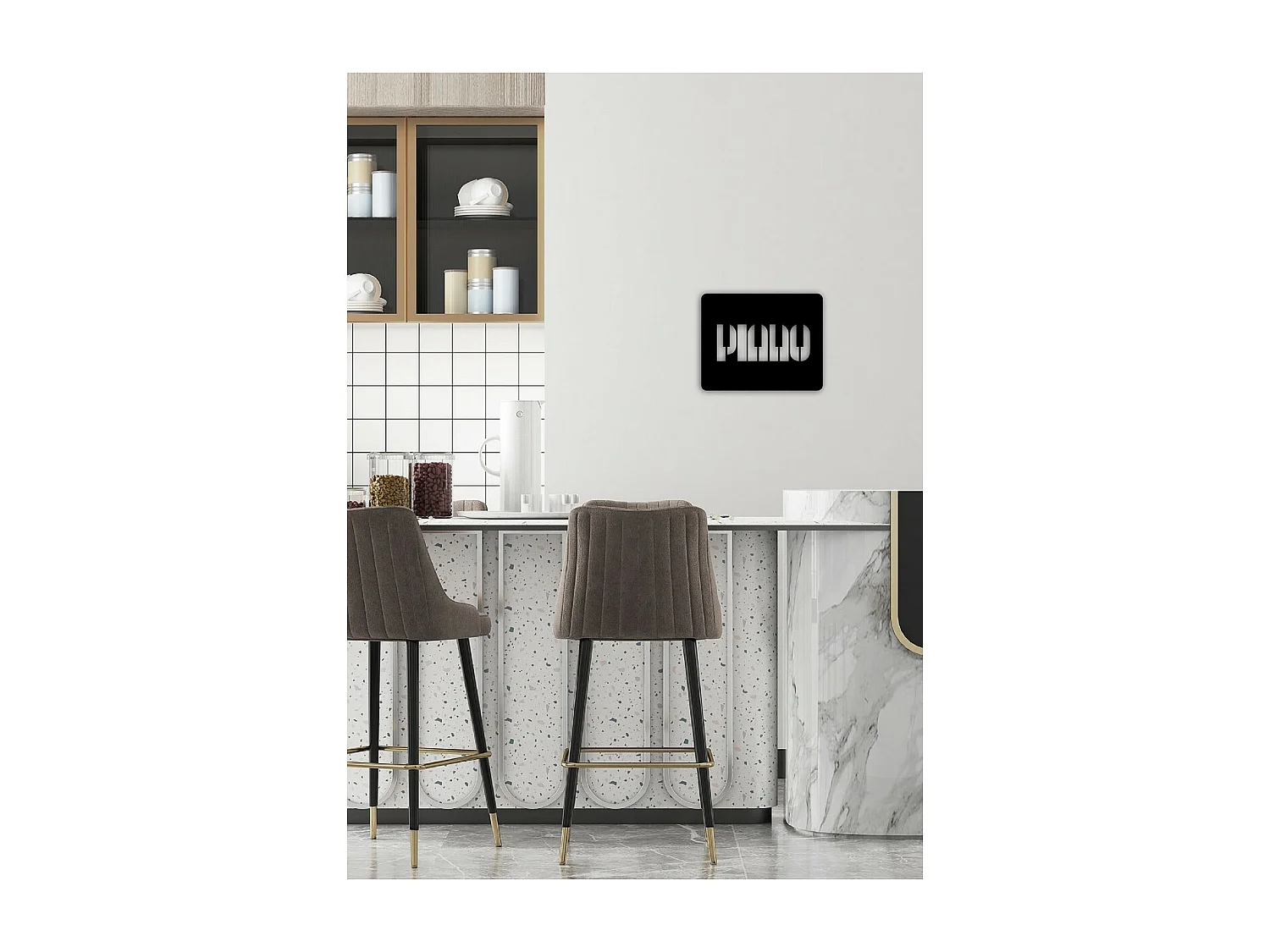 Dekoracja Metalowa Piętro, Czarny, 53x1,5x42 cm, EPIKASA