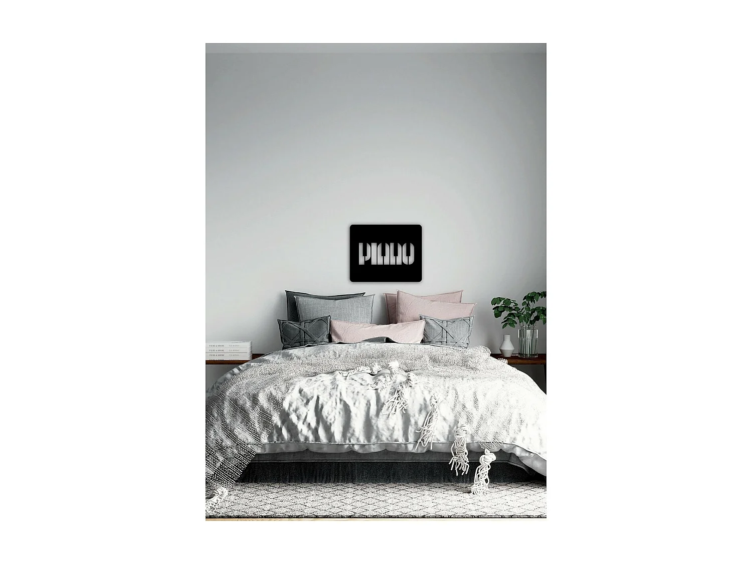 Dekoracja Metalowa Piętro, Czarny, 53x1,5x42 cm, EPIKASA