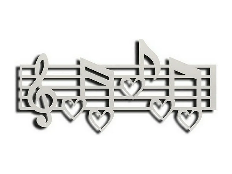 Metalen Decoratie Notenbalk 4 - Zilver - 85x1,5x40 cm - EPIKASA