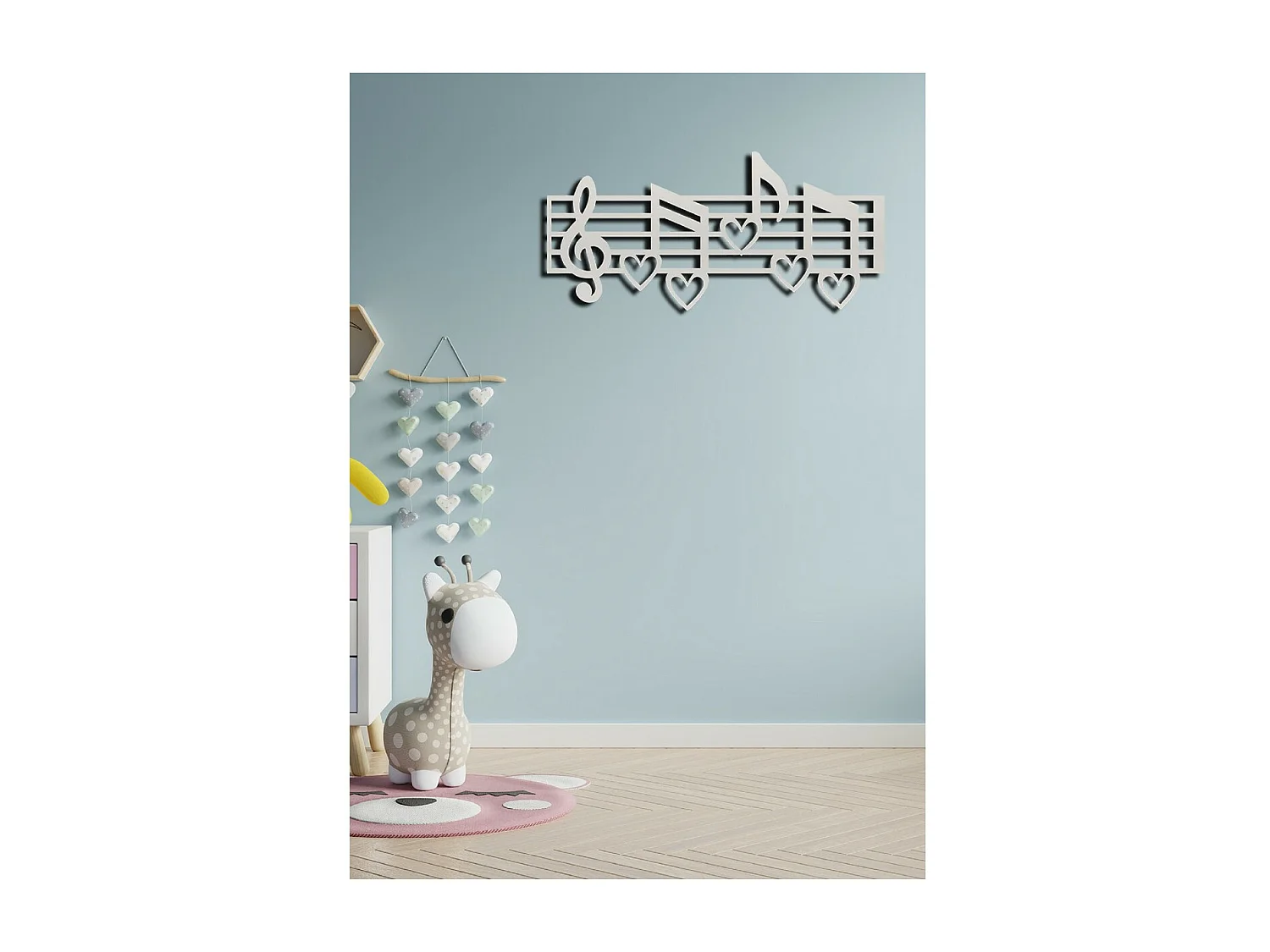 Metalen Decoratie Notenbalk 4 - Zilver - 85x1,5x40 cm - EPIKASA