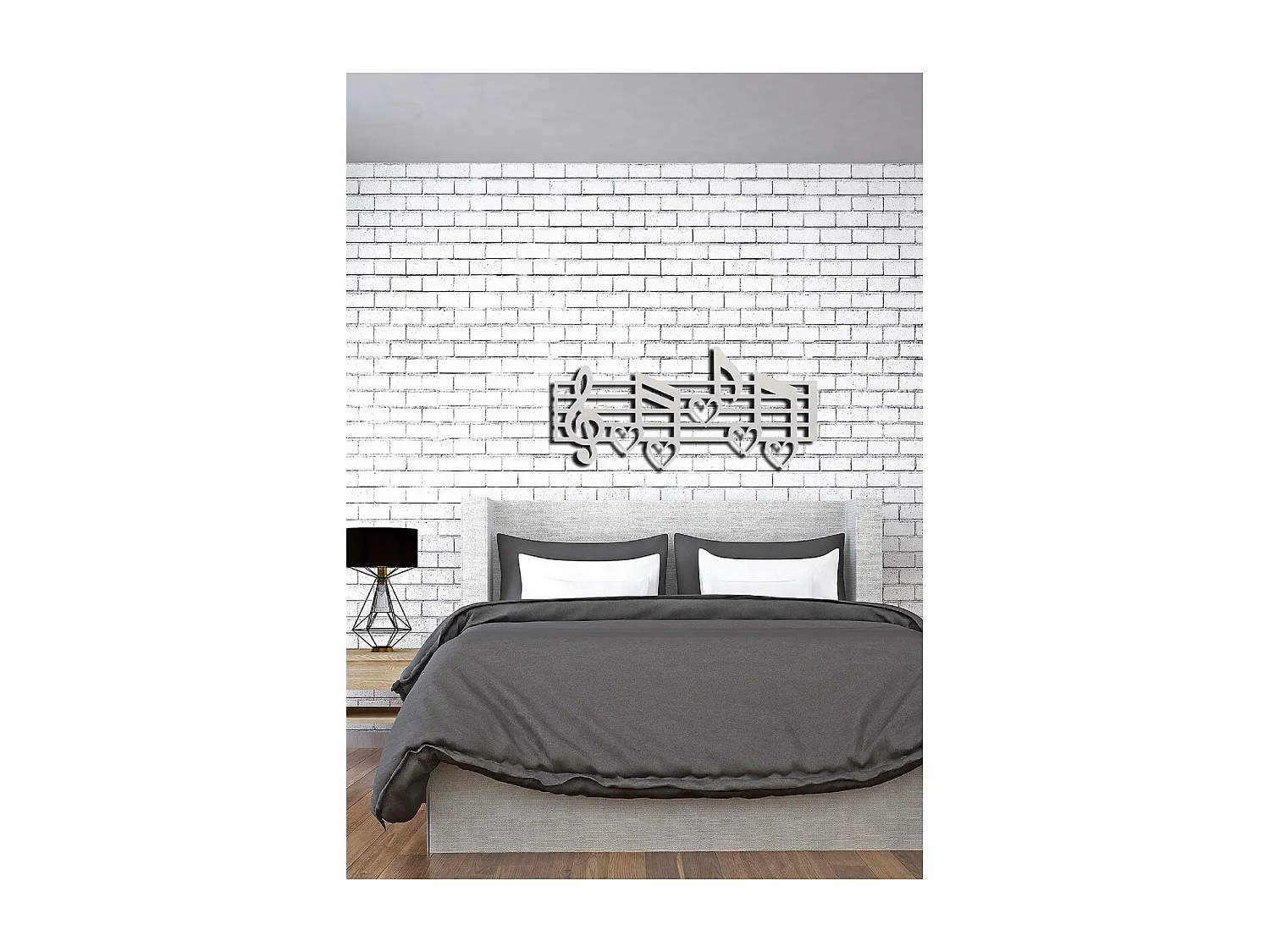 Metalen Decoratie Notenbalk 4 - Zilver - 85x1,5x40 cm - EPIKASA