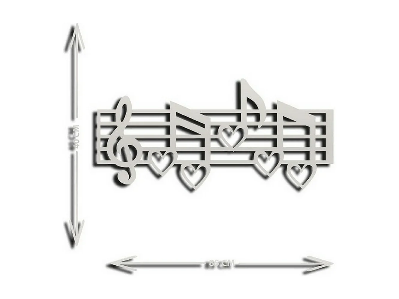 Metalen Decoratie Notenbalk 4 - Zilver - 85x1,5x40 cm - EPIKASA