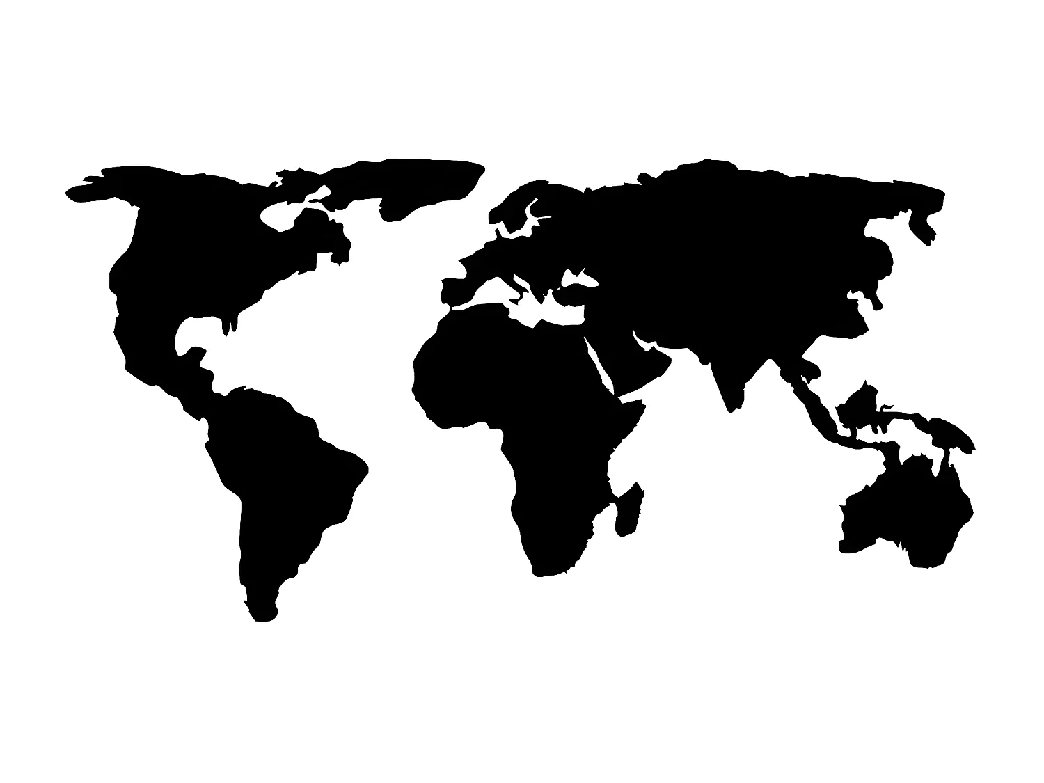 Dekoracja Metalowa Mapa świata 10, Czarny, 145x1,5x53 cm, EPIKASA