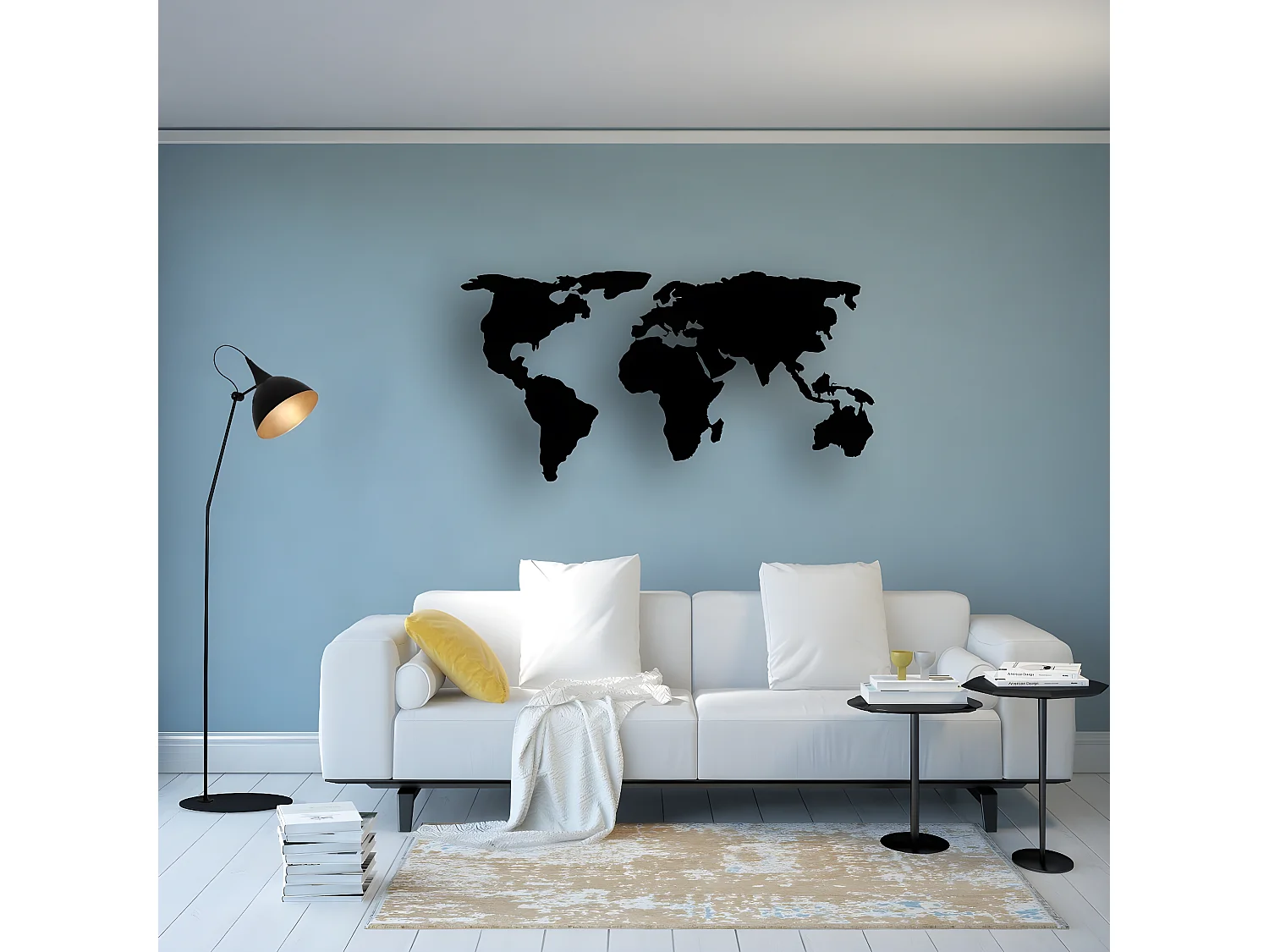 Dekoracja Metalowa Mapa świata 10, Czarny, 145x1,5x53 cm, EPIKASA