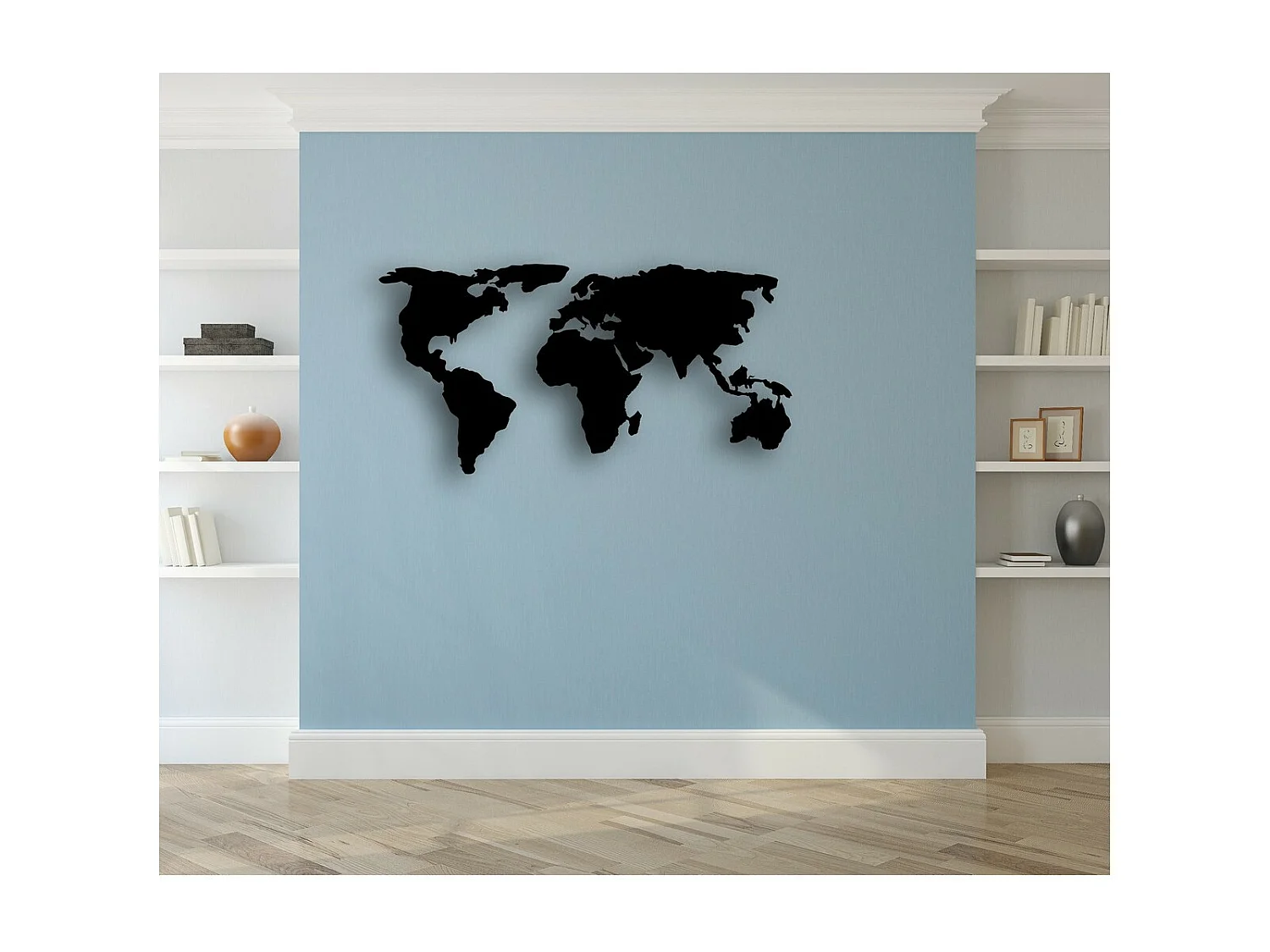 Dekoracja Metalowa Mapa świata 10, Czarny, 145x1,5x53 cm, EPIKASA