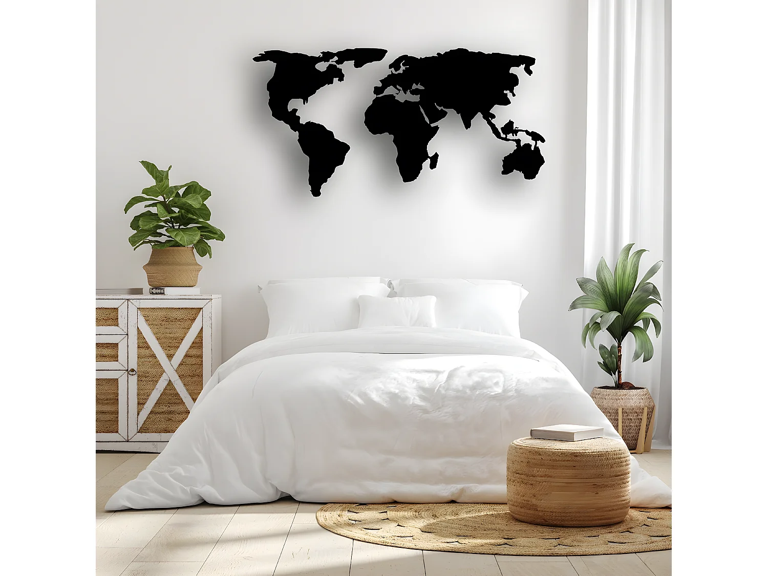 Dekoracja Metalowa Mapa świata 10, Czarny, 145x1,5x53 cm, EPIKASA